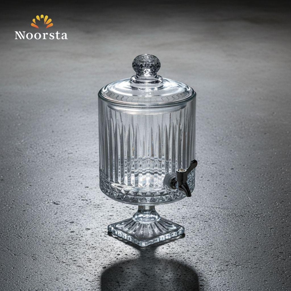 موزع مشروبات كريستال تراثي فاخر مع قاعدة وصنبور كروم