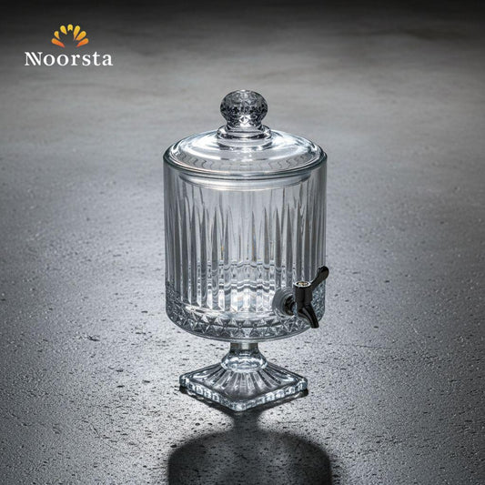 موزع مشروبات كريستال تراثي فاخر مع قاعدة وصنبور كروم