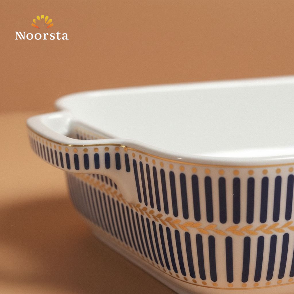 طاجن بورسلين مستطيل شيك للعزومات - Elegant Porcelain Rectangular Baking Dish - Noorsta