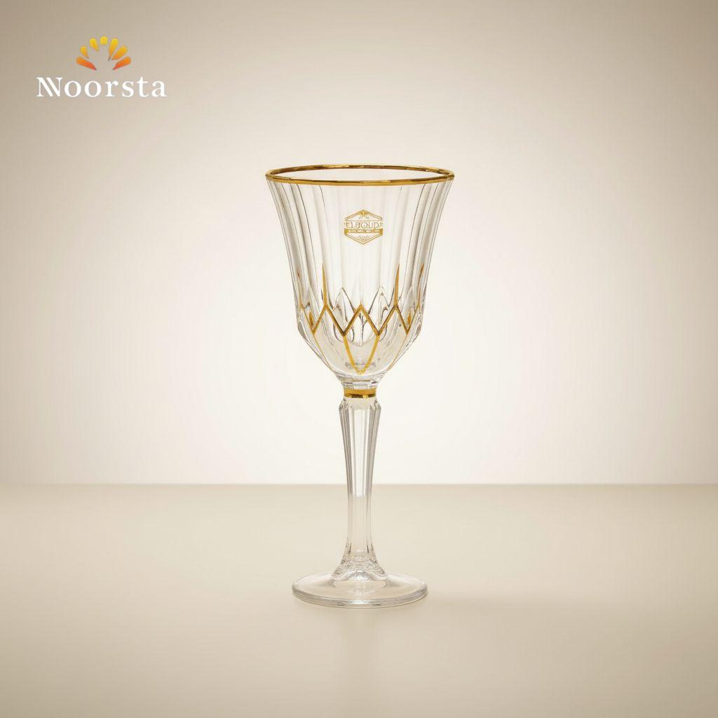 Royal Geometric Gold-Accented Crystal Goblet Set