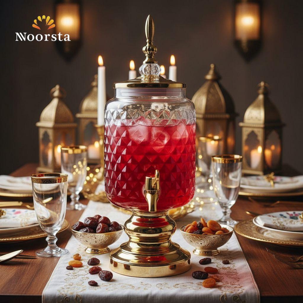 Imperial Gold Diamond-Cut Glass Beverage Dispenser