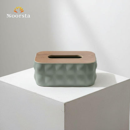 علبة مناديل أكريليك بغطاء خشب شيك - Modern Acrylic & Wood Tissue Box - Noorsta