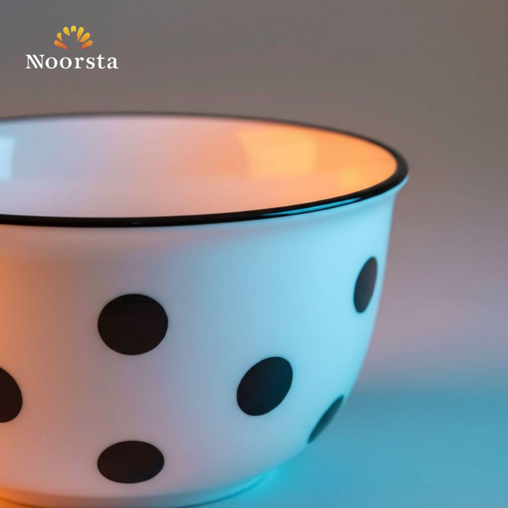طقم بولات شوربة بورسلين منقط أبيض في أسود - Chic Black and White Polka Dot Porcelain Soup Bowl Set - Noorsta