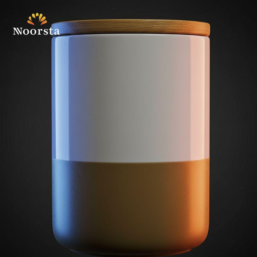 طقم علب شاي وسكر بورسلين 3 قطع دهبي في أبيض - Elegant 3-Piece Porcelain Coffee Tea Sugar Canister Set - Noorsta