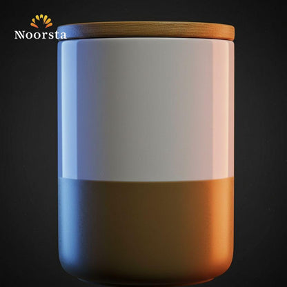 طقم علب شاي وسكر بورسلين 3 قطع دهبي في أبيض - Elegant 3-Piece Porcelain Coffee Tea Sugar Canister Set - Noorsta