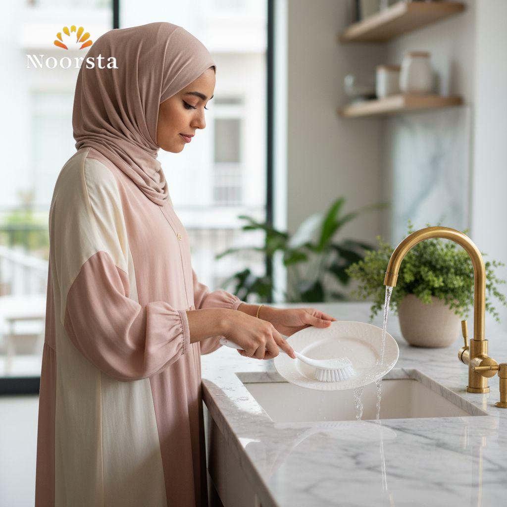 فرشة مواعين عملية لتنضيف سريع - Ergonomic Kitchen Dishwashing Brush - Noorsta