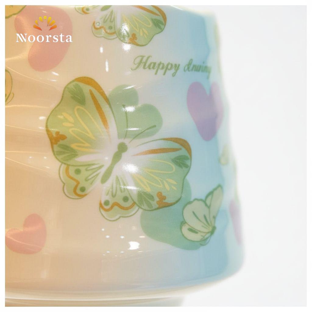 مج بورسلين شيك برسومات فراشات ناعمة 350 مل - Chic Porcelain Butterfly Mug 350ml - Noorsta