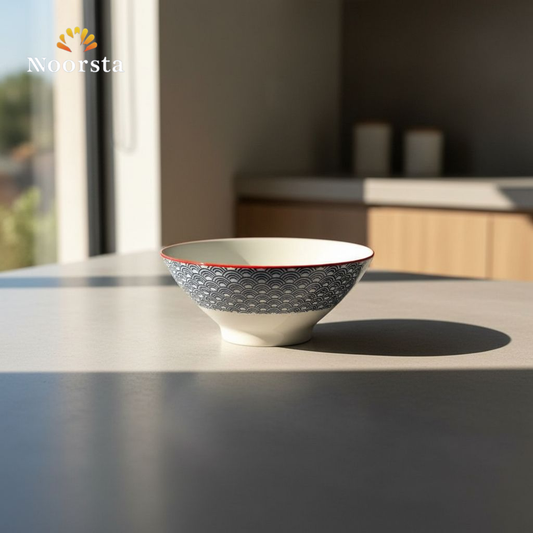 بولة بورسلين عميقة 22 سم للنودلز والسلطة - Authentic Deep Porcelain Bowl 22cm for Noodles and Salad - Noorsta