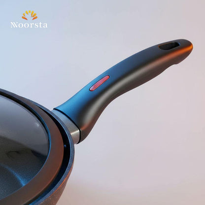 طاسة جرانيت غويطة مقاس 26 بغطاء بايركس - Premium Deep Granite Frying Pan 26cm - Noorsta