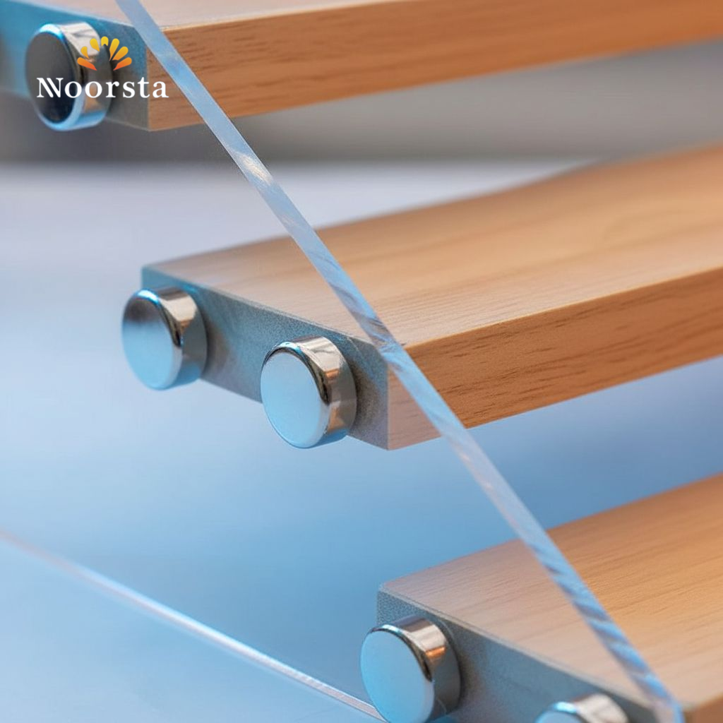 منظم توابل خشب واكريليك للمطبخ - Modern 3-Tier Wooden Spice Organizer Rack - Noorsta