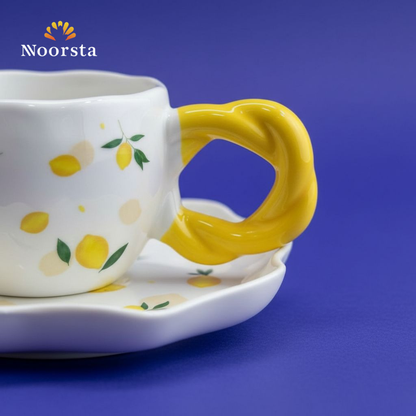 مج بورسلين شيك بتصميم الليمون - Chic Lemon Pattern Porcelain Mug - Noorsta