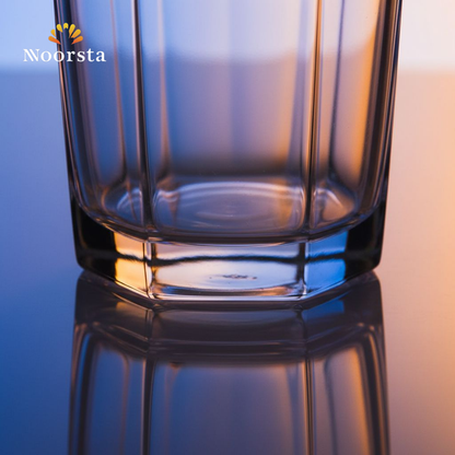 طقم كاسات زجاج اوشن بيراميد شيك للعصير والمية - Modern Ocean Pyramid Glass Tumbler Set - Noorsta