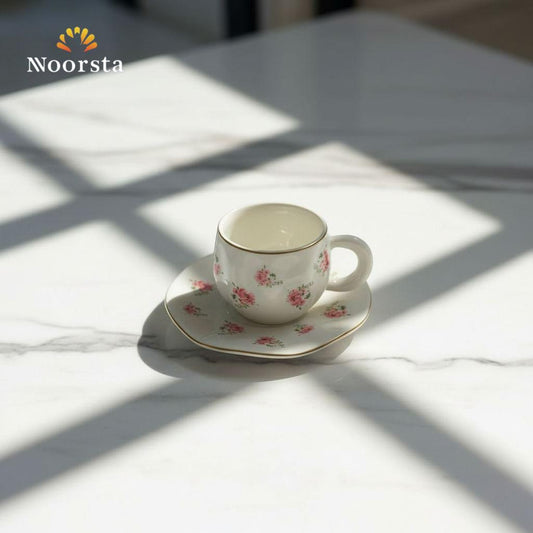 طقم قهوة شيك للضيوف - Classic Floral Porcelain Coffee Set - Noorsta