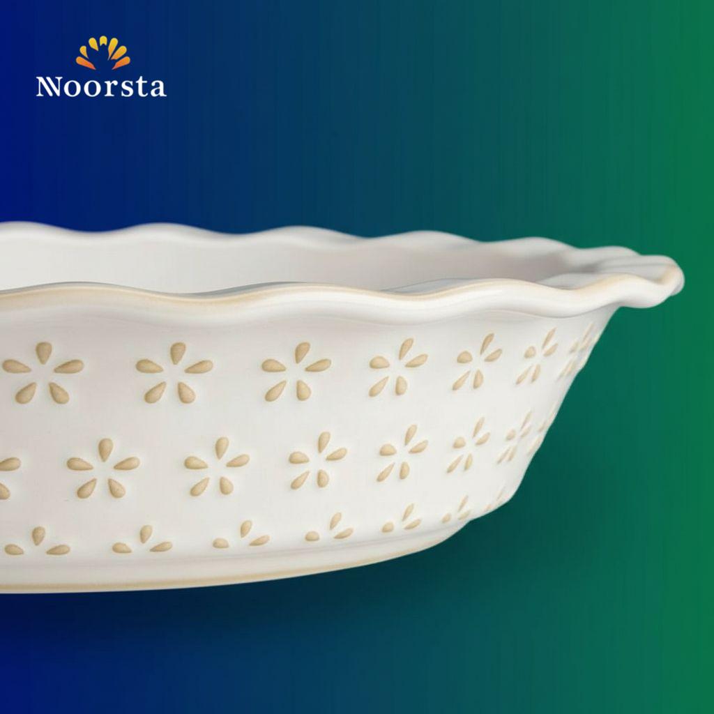 طاجن تارت سيراميك للفرن والميكروويف - Elegant Ceramic Scalloped Tart Dish - Noorsta