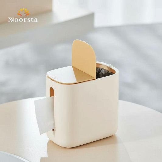 Ecoco Luxury 2-in-1 Desktop Waste Bin & Tissue Dispenser - Cream Edition