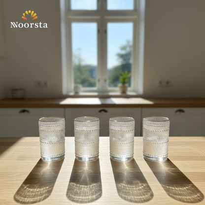 طقم كوبايات شوب زجاج محبب حراري 6 قطع - Premium Textured Heat-Resistant Glass Cup Set - Noorsta