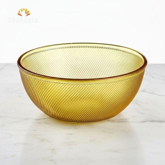 Soleil Amber Ribbed Glass Serving Bowl