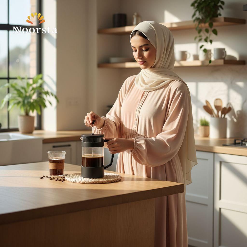 فرينش بريس بايركس لعمل فوم اللبن والقهوة - Authentic Pyrex French Press for Coffee and Milk Foam - Noorsta