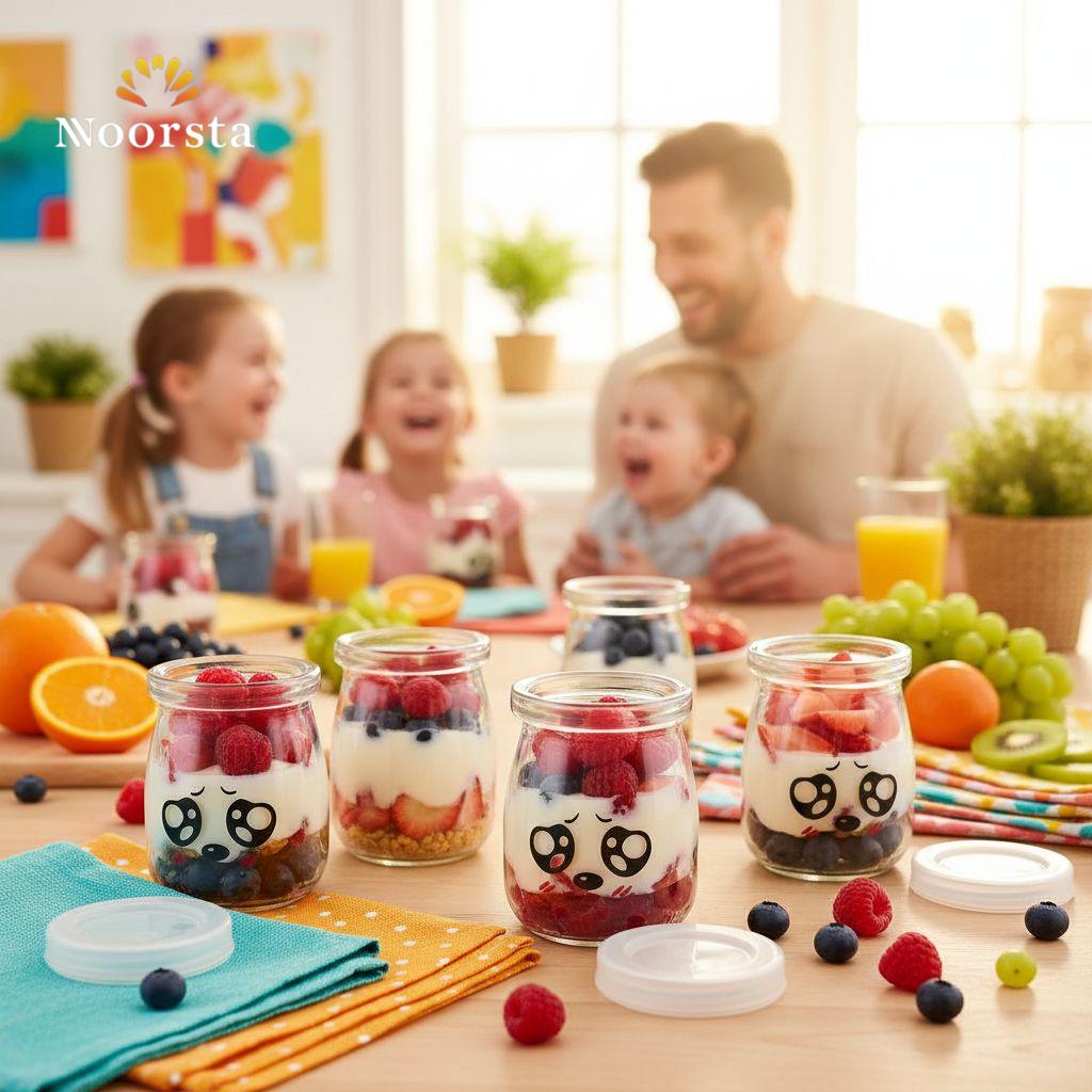 Whimsical Panda Glass Dessert Jar Set