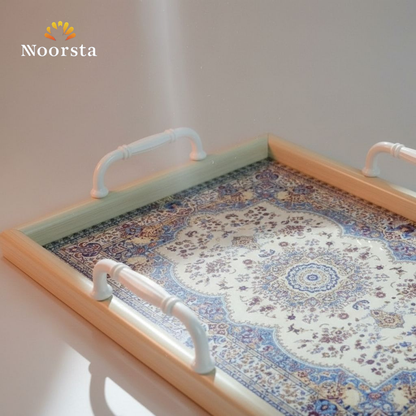 طقم صواني تقديم خشب شيك للضيوف - Authentic Indonesian Pattern Wooden Serving Tray Set - Noorsta