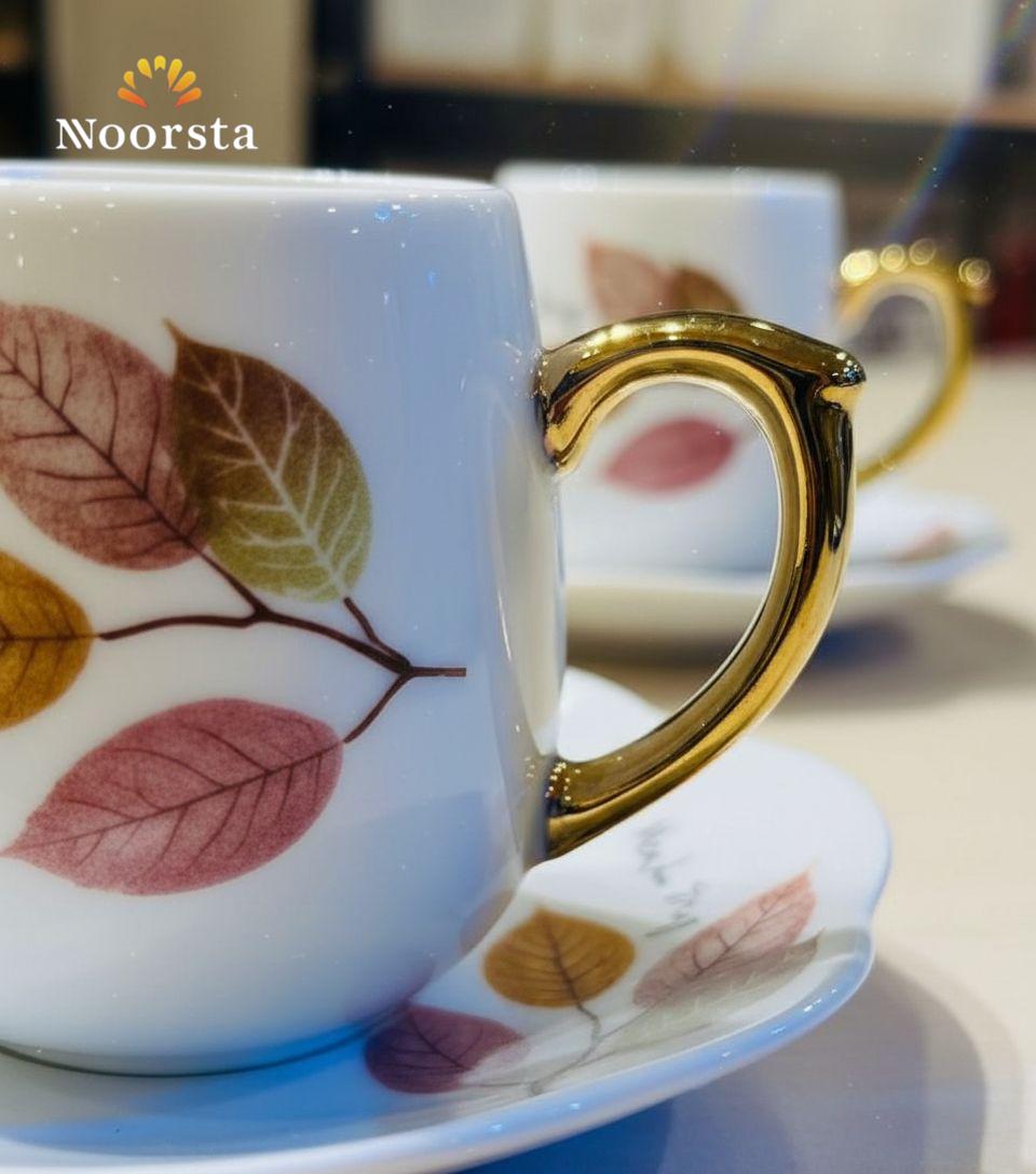طقم فناجين قهوة شيك لتقديم الضيوف - Meadow Story Botanical Porcelain Espresso Cup Set - Noorsta