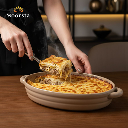 طقم طواجن بورسلين حراري 3 قطع الوان باستيل - Premium 3-Piece Thermal Porcelain Oval Bakeware Set - Noorsta