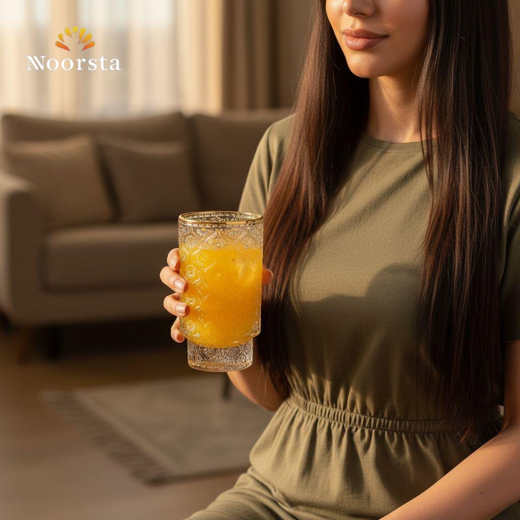 Royal Golden Rim Embossed Crystal Tumbler Set
