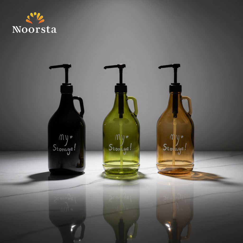 ديسبنسر زجاج مستورد للشامبو والشاور جيل - Premium Glass Pump Dispenser - Noorsta