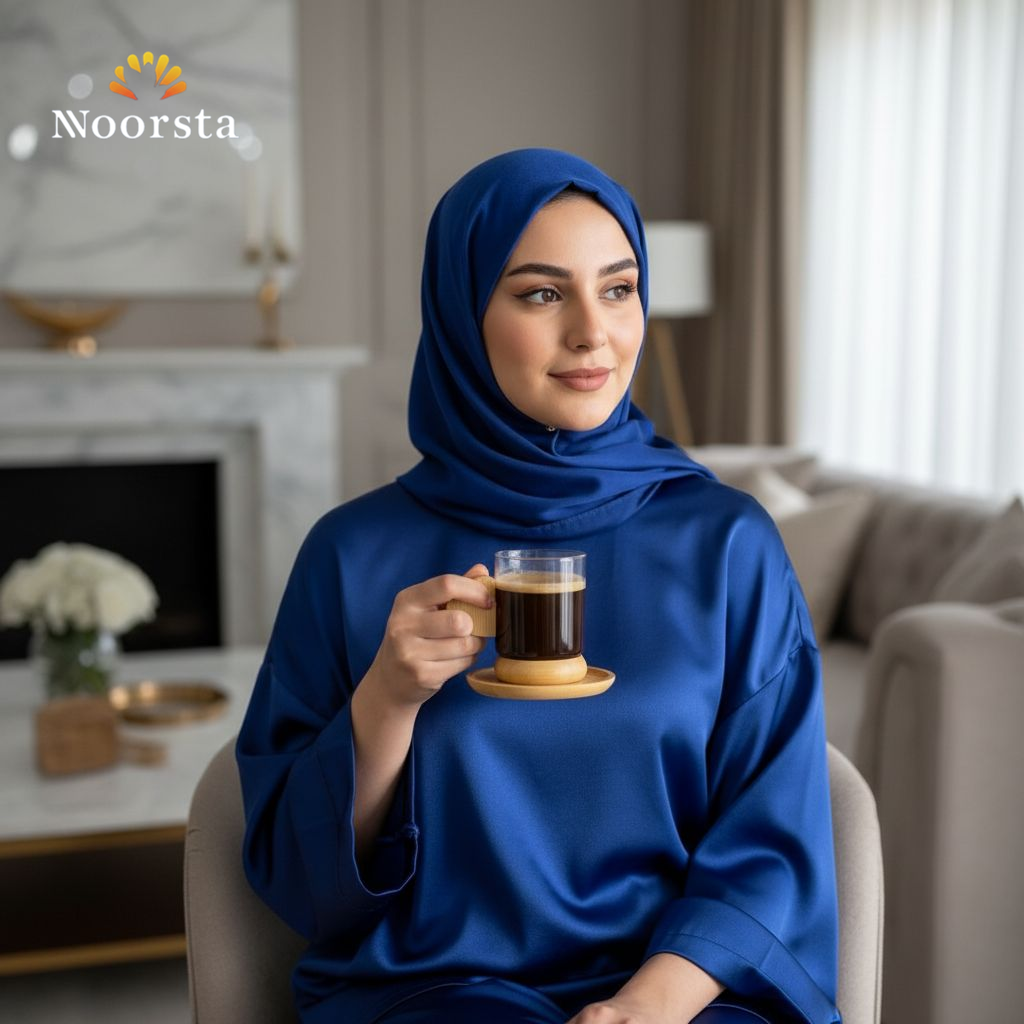 طقم فناجين قهوة بيركس بيد خشب بامبو على شكل قلب - Chic Heart-Handle Pyrex Coffee Cup Set with Bamboo Coasters - Noorsta