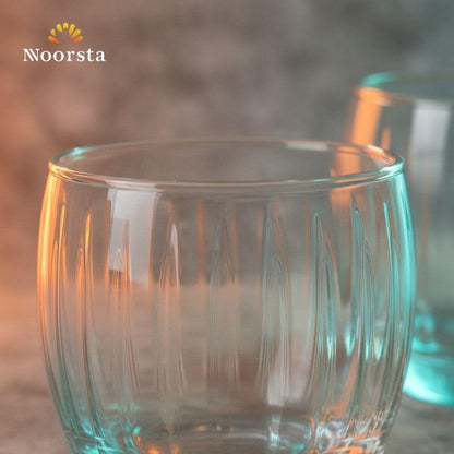 طقم كوبايات عصير ومية تركي مضلع شيك - Authentic Turkish ribbed glass tumbler set for water and juice - Noorsta