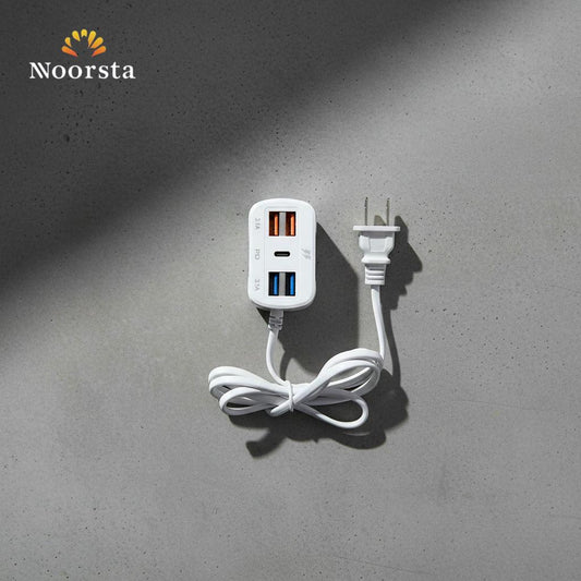 شاحن ذكي 5 مخارج للسفر والمكتب - Smart 5-Port Fast Charger - Noorsta