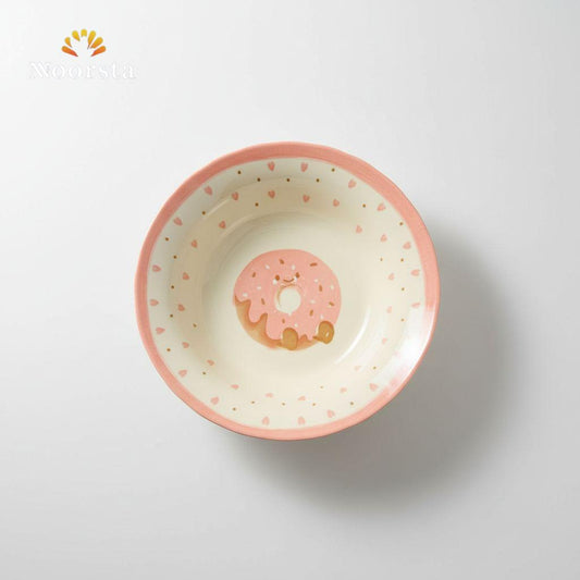 طبق بورسلين غويط بتصميم دونات بينك كيوت - Playful Pink Donut Porcelain Serving Bowl - Noorsta