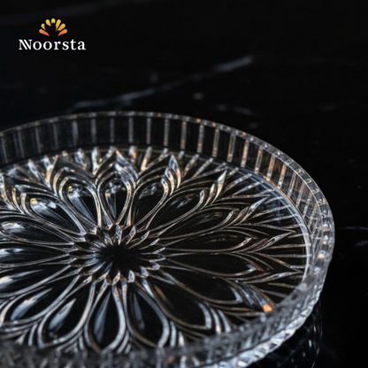 طقم أطباق جاتوه زجاج نقي 6 قطع للتقديم - Elegant Clear Glass Dessert Plate Set 6 Pieces - Noorsta