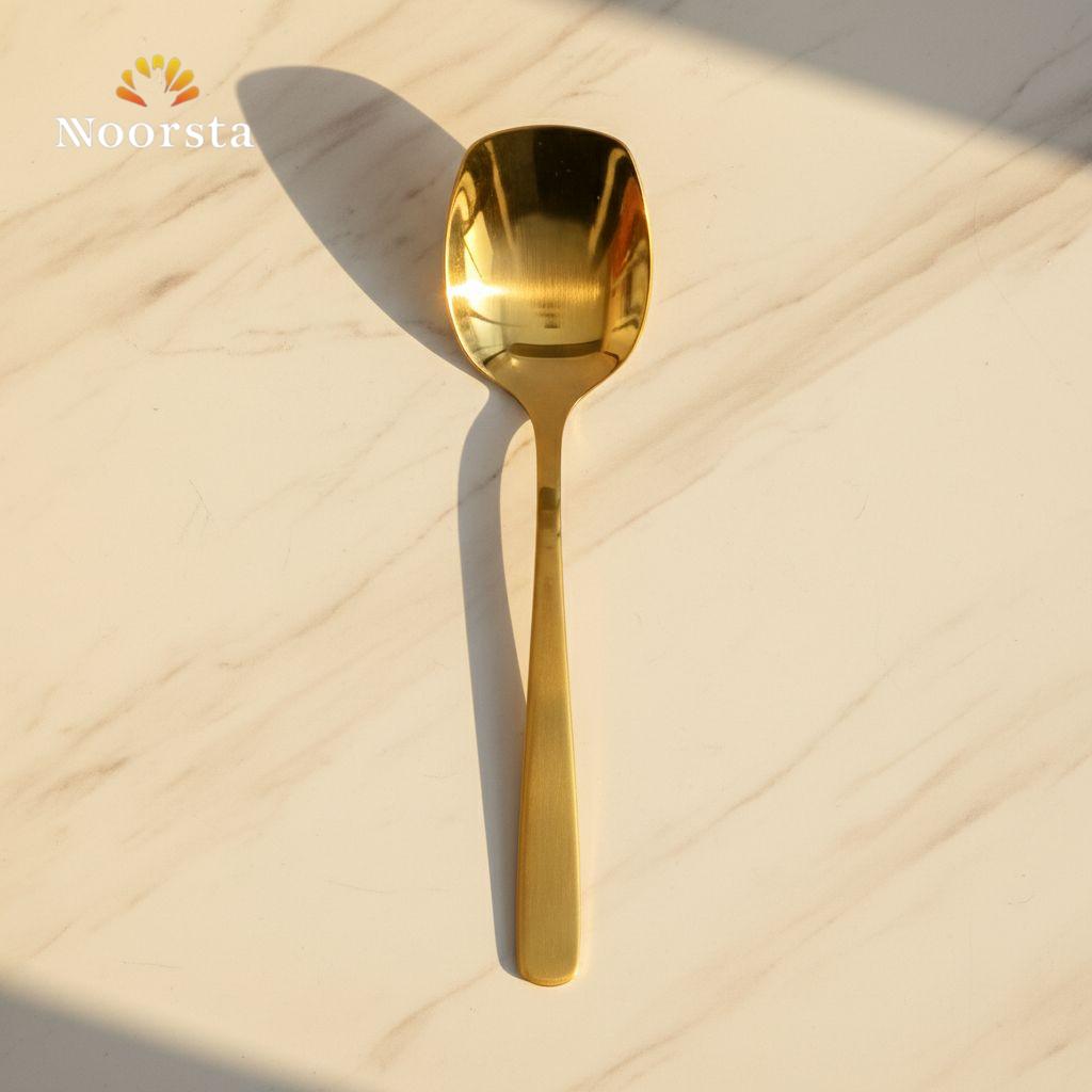 معلقة تقديم دهبي شيك للعزومات - Elegant Large Gold Serving Spoon for Buffets - Noorsta