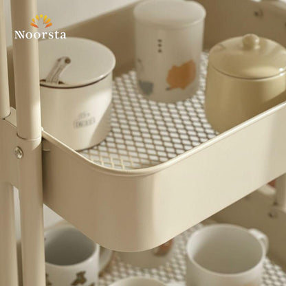 Minimalist Cream 3-Tier Rolling Utility Cart - Multipurpose Storage Organizer