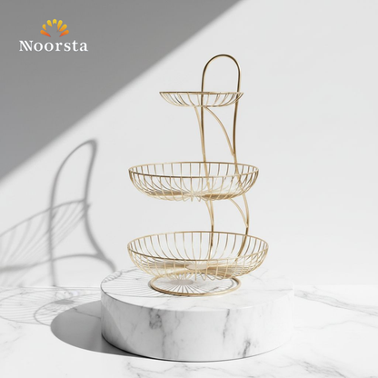 استاند فاكهة 3 دور معدن شيك - Modern 3-Tier Metal Wire Fruit Stand - Noorsta
