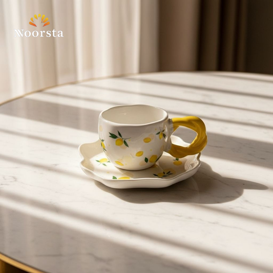 مج بورسلين شيك بتصميم الليمون - Chic Lemon Pattern Porcelain Mug - Noorsta