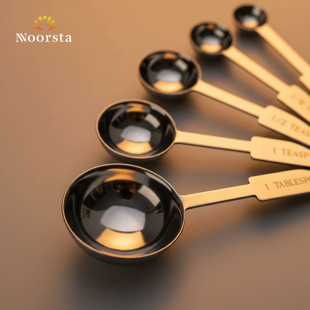 طقم معالق معيارية ستانلس ستيل 5 قطع للخبز والطبخ - Premium Stainless Steel 5-Piece Measuring Spoon Set for Precise Baking - Noorsta