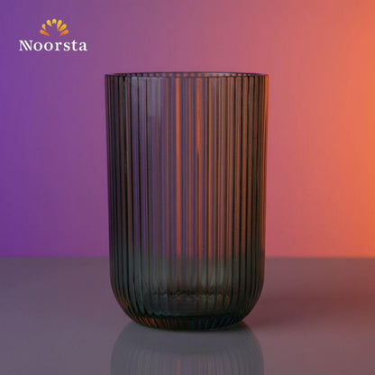 طقم كوبايات زجاج أخضر مضلع شيك جدا للتقديم - Elegant Ribbed Green Glass Cup Set 350ml - Noorsta