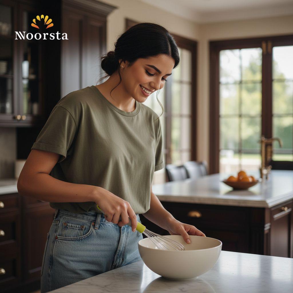 مضرب بيض سلك بمقبض سيليكون رمادي - Premium silicone handle wire egg whisk - Noorsta