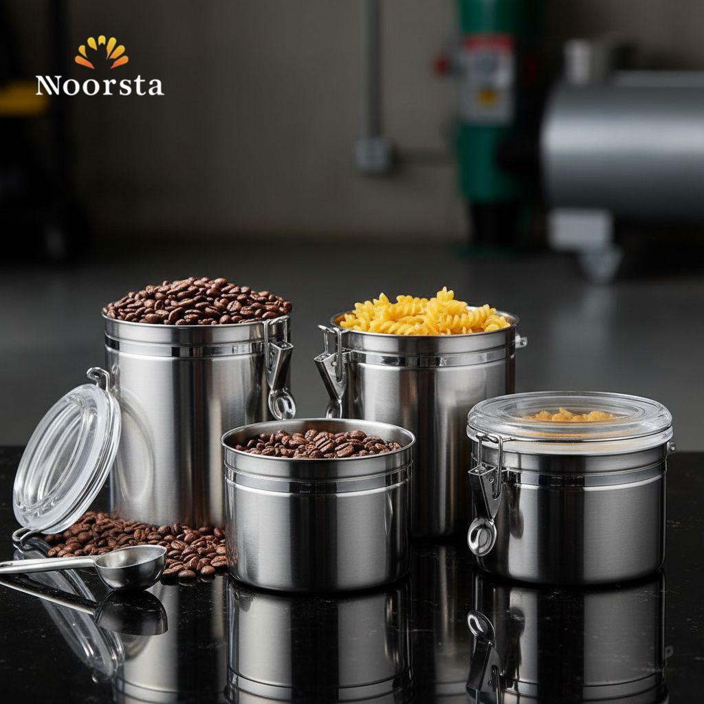 The Argento Airtight Stainless Steel Canister Set with Spoons