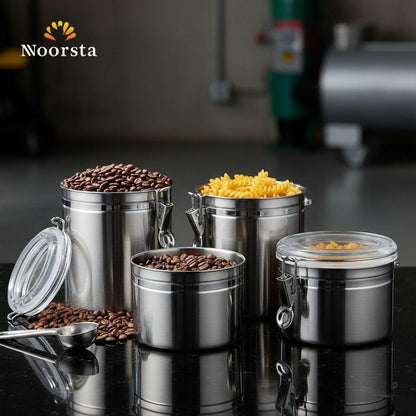 The Argento Airtight Stainless Steel Canister Set with Spoons
