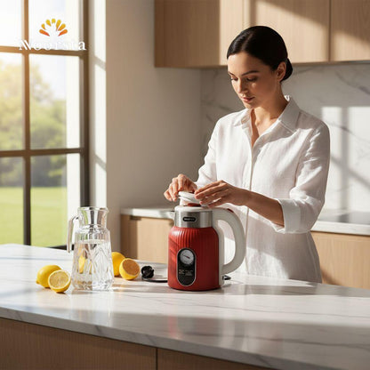 Retro Chic Electric Kettle with Analog Temperature Gauge