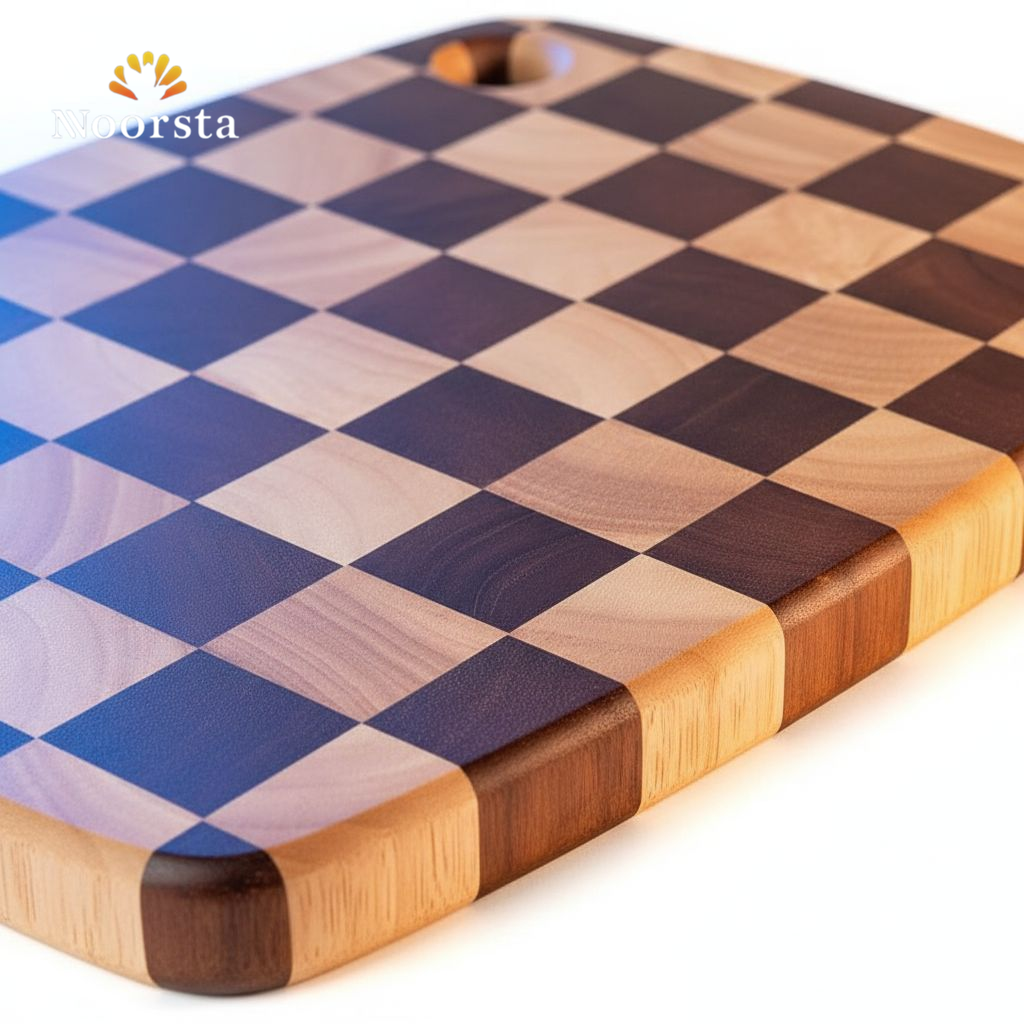 بلانشة تقطيع خشب شطرنج شيك جدا - Premium Checkerboard Wooden Cutting Board - Noorsta