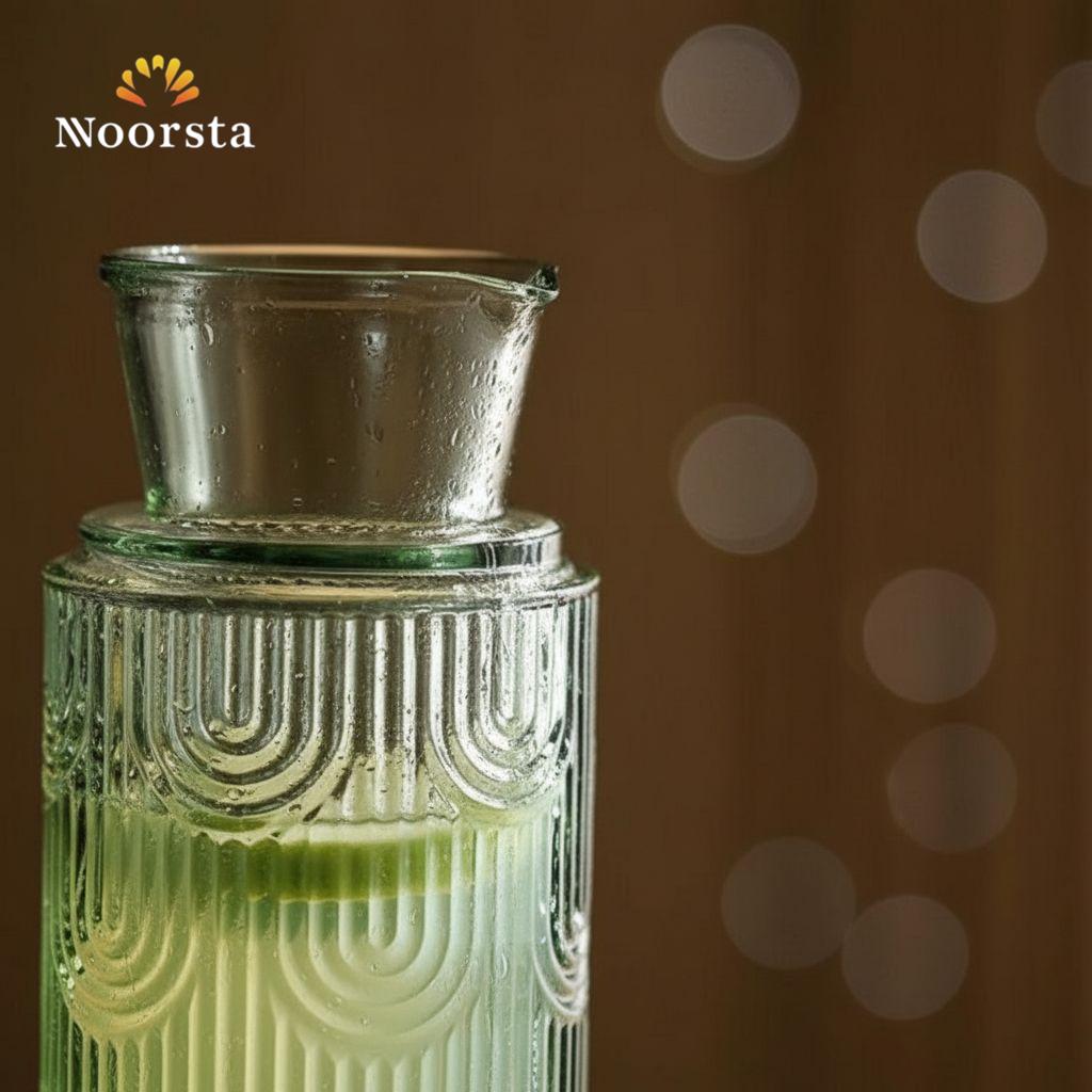 Art Deco Arch Textured Glass Carafe & Tumbler Set