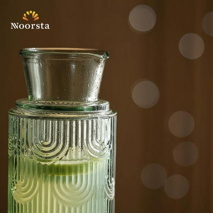 Art Deco Arch Textured Glass Carafe & Tumbler Set