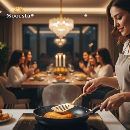 شيالة مطبخ ذهبية مقصوصة تحمير لجهاز العروسة - Premium Gold Slotted Spatula Cooking Utensil - Noorsta