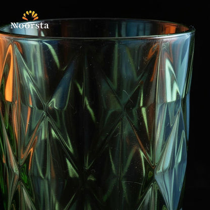 طقم كوبايات شوب كريستال منقوشة لتقديم العصير والمية - Elegant Diamond Cut Crystal Glass Tumbler Set - Noorsta