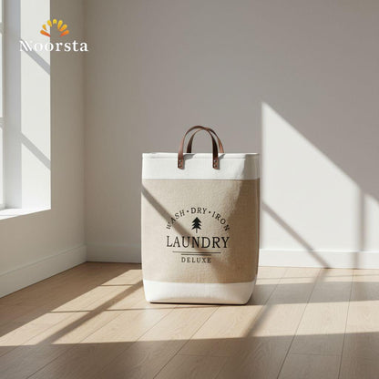 سبت غسيل كتان شيك للهدوم واللعب - Premium Linen Laundry and Storage Basket - Noorsta