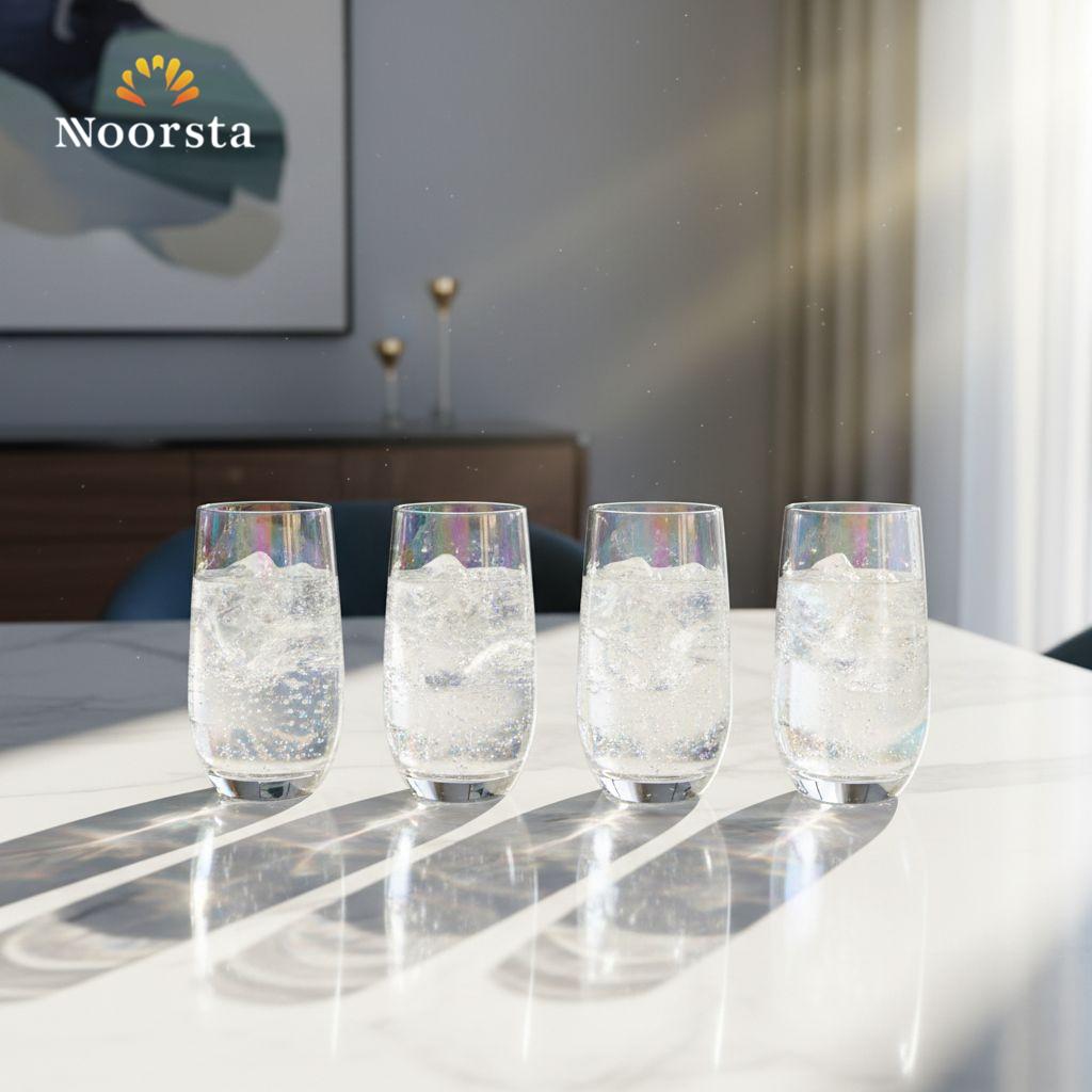 طقم كوبايات عصير ومياه زجاج لؤلؤي لامع لجهاز العروسة - Lumina Iridescent Highball Glass Set of 6 - Noorsta